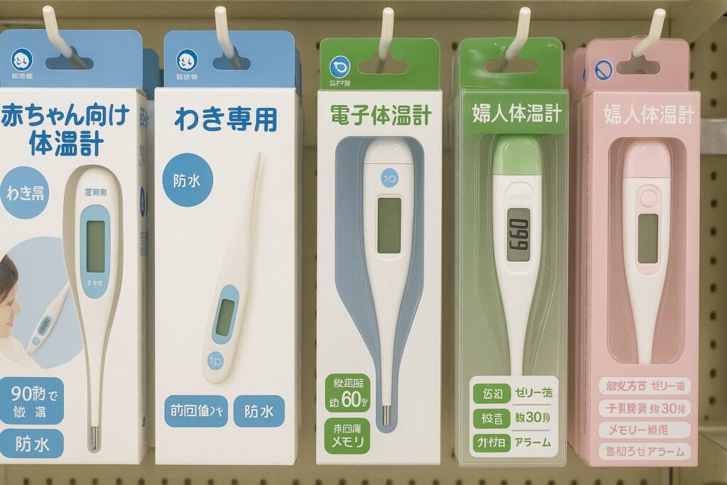 西松屋の赤ちゃん用体温計陳列画像