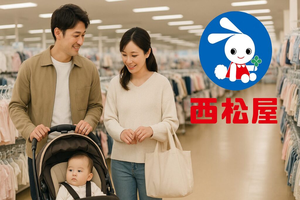 西松屋で買い物している家族画像