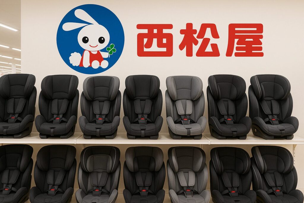西松屋にチャイルドシートが並んでいるイメージ画像