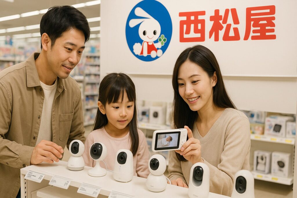 西松屋でベビーモニターを試している画像