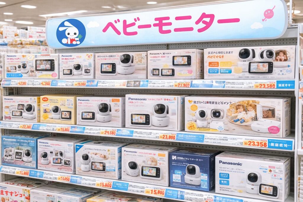 西松屋にベビーモニターが陳列されている画像