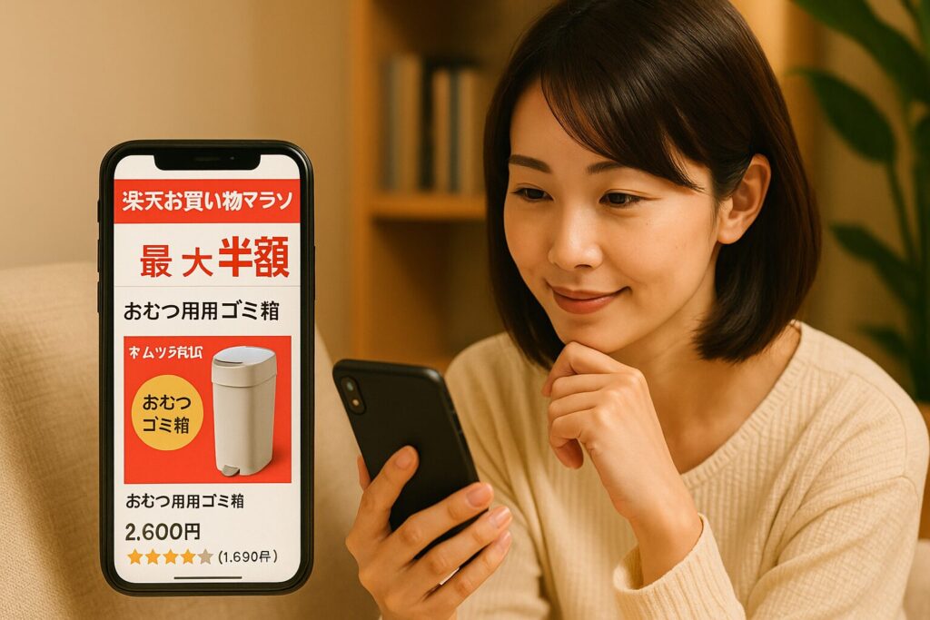 楽天お買い物マラソンでおむつ用ゴミ箱を検索している画像
