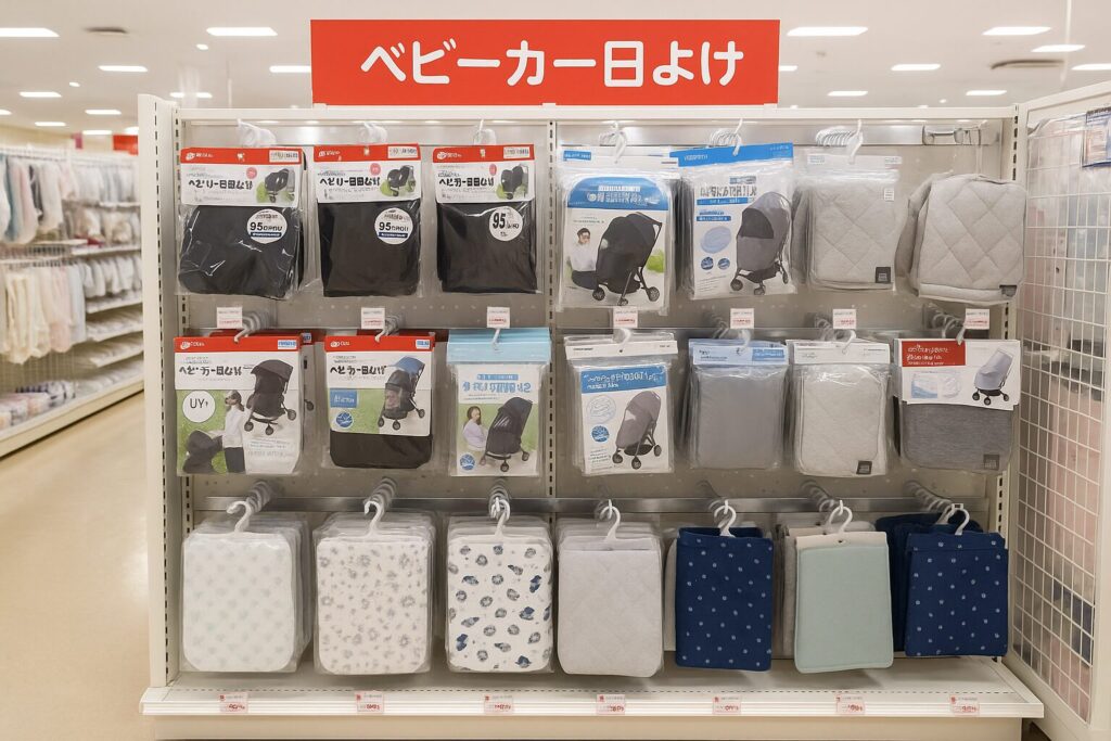 アカチャンホンポでベビーカー用の日除け売り場