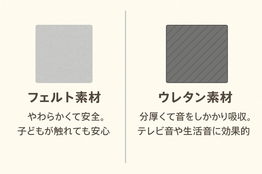 フェルト素材とウレタン素材の違いの図解