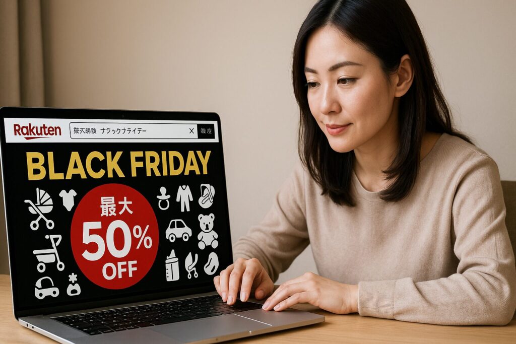 楽天市場ブラックフライデーでベビー用品を検索しているまま
