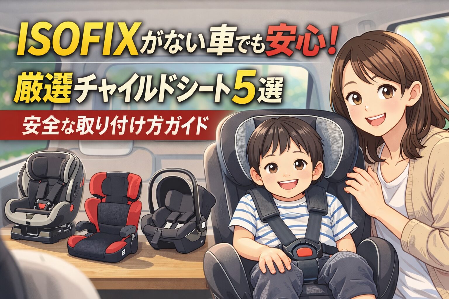 アイソフィックスがない車でも安心！厳選チャイルドシート5選と安全な取り付け方