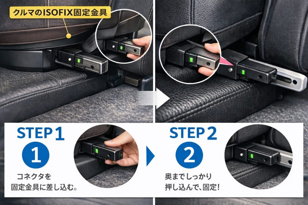 アイソフィックスでチャイルドシートを買うてするて手順