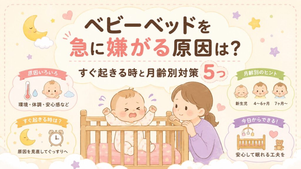 ベビーベッドを急に嫌がる原因は？すぐ起きる時と月齢別対策5つ